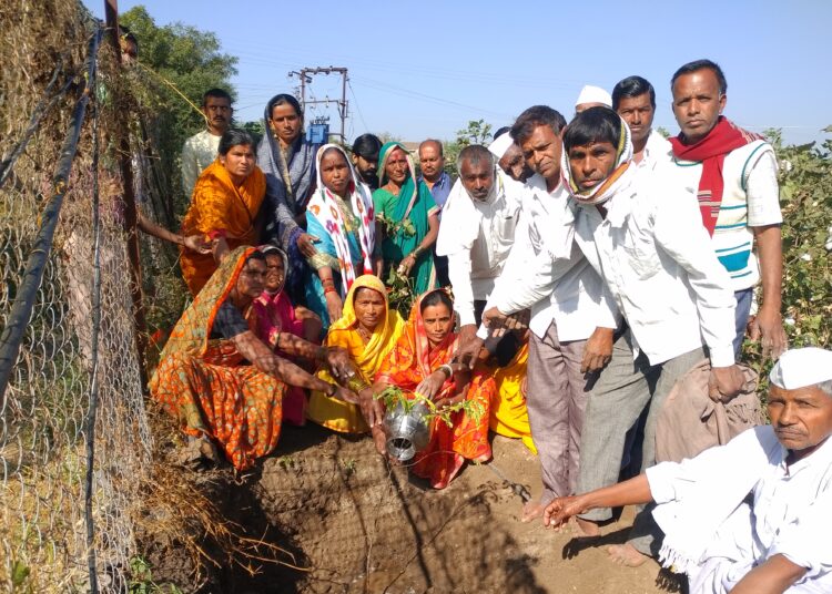 रक्षाविधी शेतात पुरून वृक्ष लागवड व संगोपनाचा संकल्प