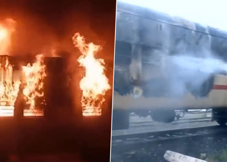 साखर झोपेत असताना धावत्या ट्रेनमध्ये अग्नितांडव