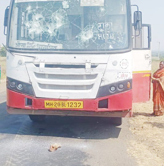 रामनगर येथे तहसिलदाराच्या गाडीसह दोन बसेसवर दगडफेक