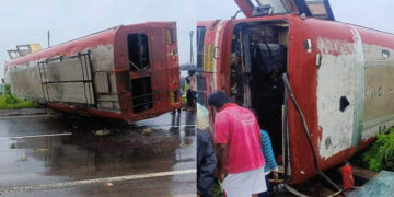 शेगावहून शिर्डीला जाणाऱ्या एस टी बसचा अपघात; तिघांची प्रकृती गंभीर