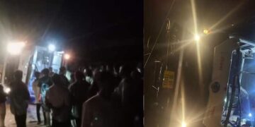 सहलीसाठी गोव्याला गेले, संभाजीनगरला परत येताना मध्यरात्री तीव्र वळणावर बस उलटली, 1 ठार 30 जखमी
